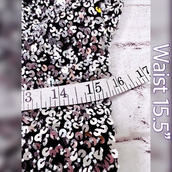 Stenay Vintage Silver Sequin Party Dress made in India Silk Lining 10 - Picture 6 of 14